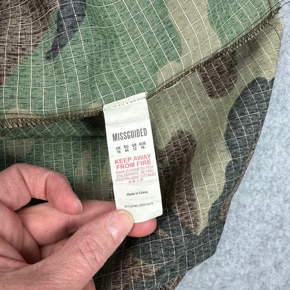 Missguided Camo Ripstop Oversized Button Up Shirt Raw Hem Woodland Camouflage - Picture 10 of 10